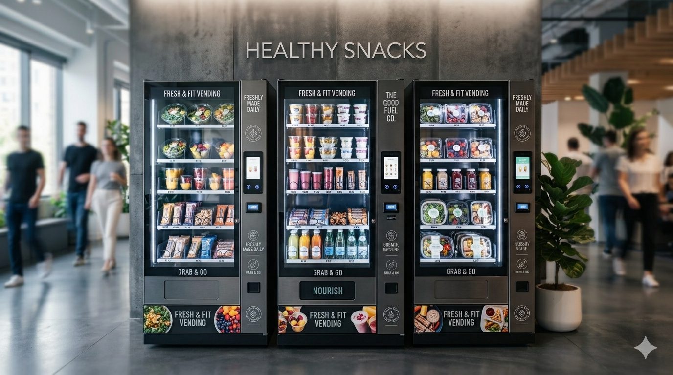 A WellKind vending machine stocked with curated snacks and drinks